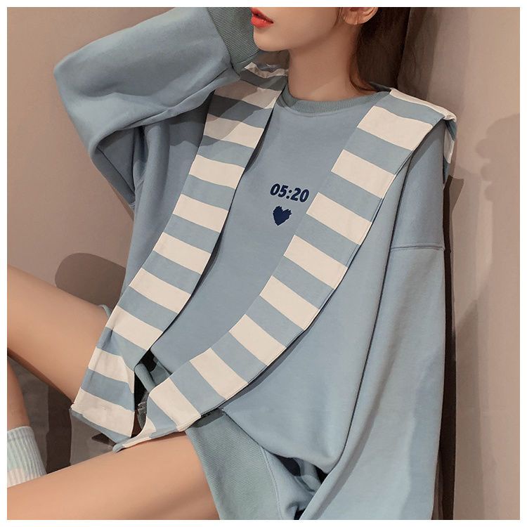 Áo sweater Cotton Dáng Rộng Kèm Khăn Choàng Thời Trang Thu Đông Phong Cách Hàn Quốc Cho Nữ