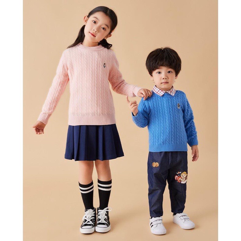 Áo len Teenie ngực thêu gấu 3 màu Nga Fish L1T8G0