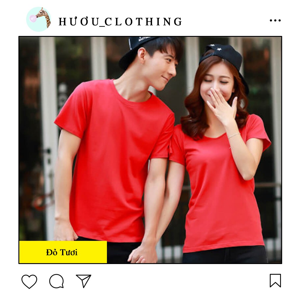 Áo thun trơn cổ tròn unisex thời trang màu đỏ đô, đỏ tươi