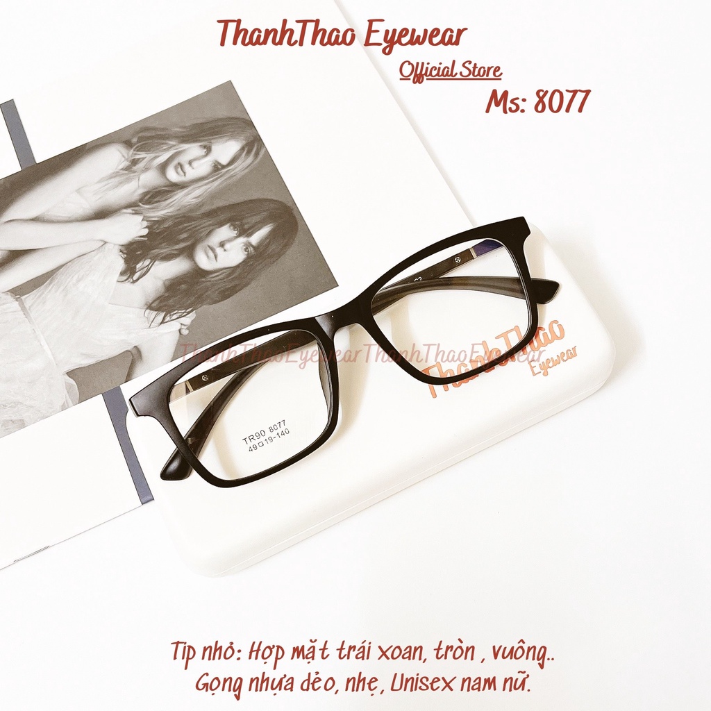 Gọng Kính Cận Nam, Kính Mắt THANHTHAO EYEWEAR Nhựa Dẻo Mắt Vuông Cơ Bản V8077