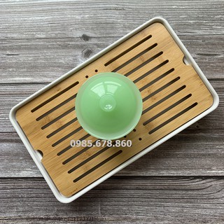 Ly Chén Uống Trà Ngọc Cẩm.Thạch Màu Xanh Ngọc Cao Cấp Để Thưởng Trà,Cafe,Pha Trà Gói Có Nắp Và Chân Đế Rất Tiện Dụng