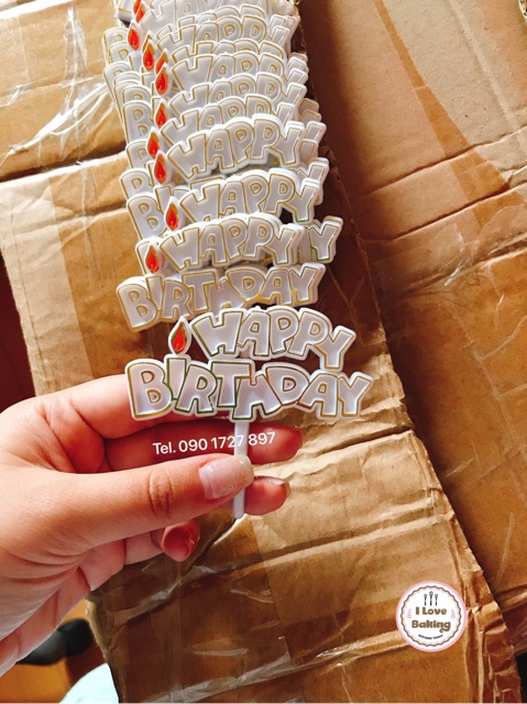 Que Cắm HAPPY BIRTHDAY Trang Trí Bánh Gato