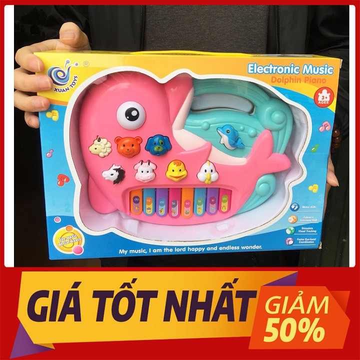 ✅FREESHIP 50K✅Đồ Chơi Đàn Cá Heo Cao Cấp Gồm 2 Màu Xanh Hồng, Phát Nhạc Bài Hát Vui Nhộn, Tạo Sự Thích Thú Cho Các Bé
