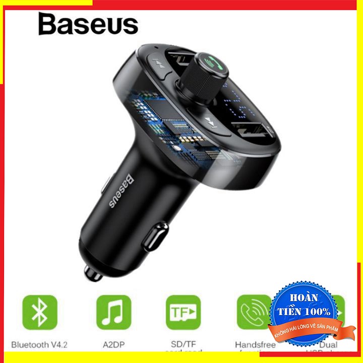 Bộ tẩu nghe nhạc cao cấp Bluetooth điện thoại rảnh tay, nghe nhạc MP3 trên ô tô nhãn hiệu Baseus CCALL-TM01