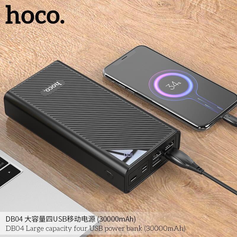 Sạc dự phòng Hoco DB04 30000 mAh - Hỗ Trợ 4 Cổng Sạc USB, Led Hiển Thị Phần Trăm Pin