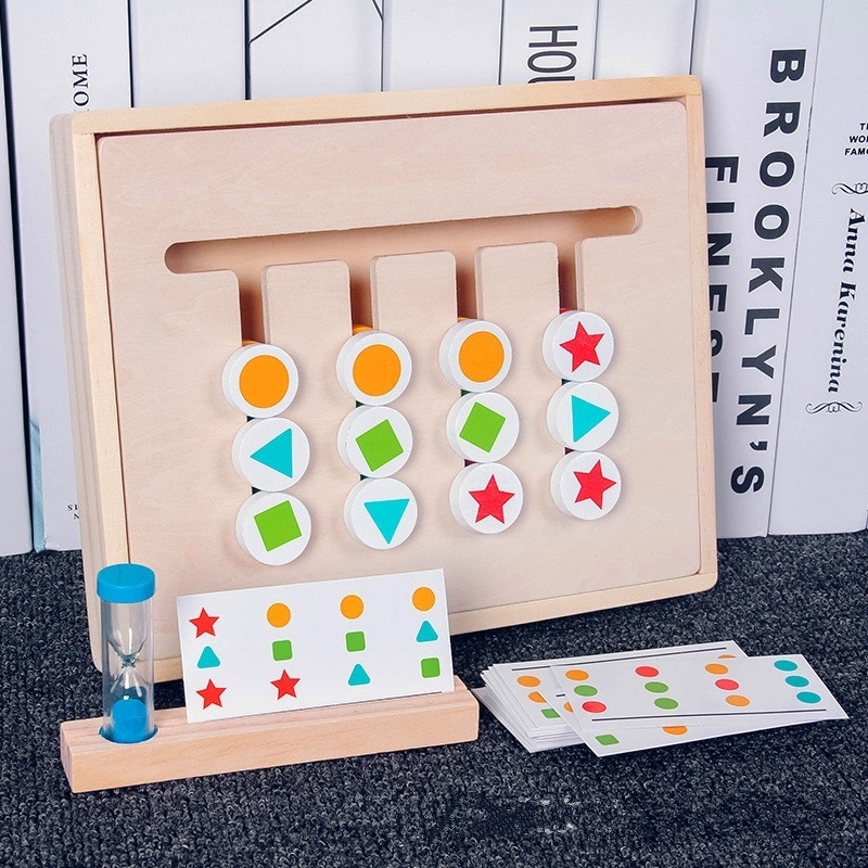 Bộ Đồ Chơi Xếp Hình Bằng Gỗ Bốn Màu Sắc Rèn Luyện Tư Duy Logic Cho Bé