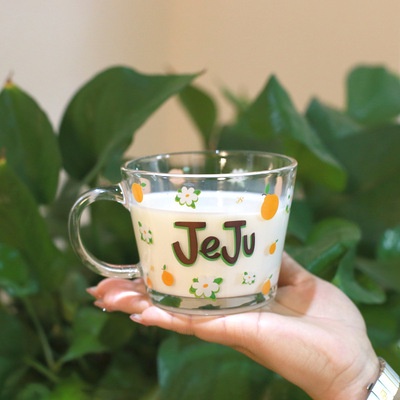 Glass Milk Cup Juice cup Household High Temperature Resistant Oatmeal Cups 390ML