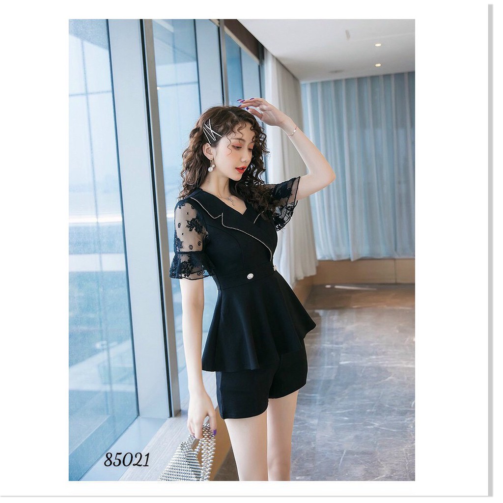 SET VÁY UMI ĐEN PHỐI LƯỚI KIM TUYẾN SANG TRỌNG THỜI TRANG MỚI KME