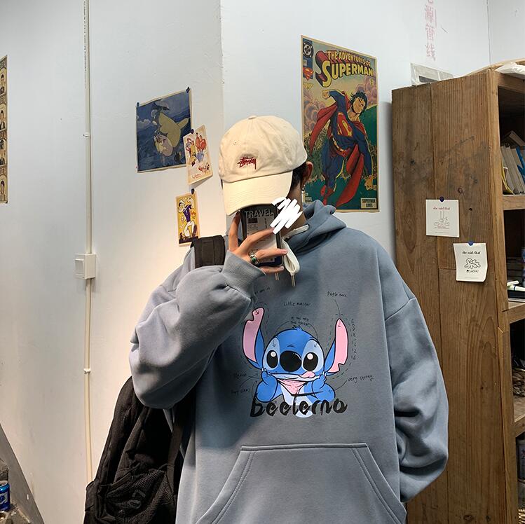 Áo Hoodie Dáng Rộng In Họa Tiết Hoạt Hình Thời Trang Cho Cặp Đôi