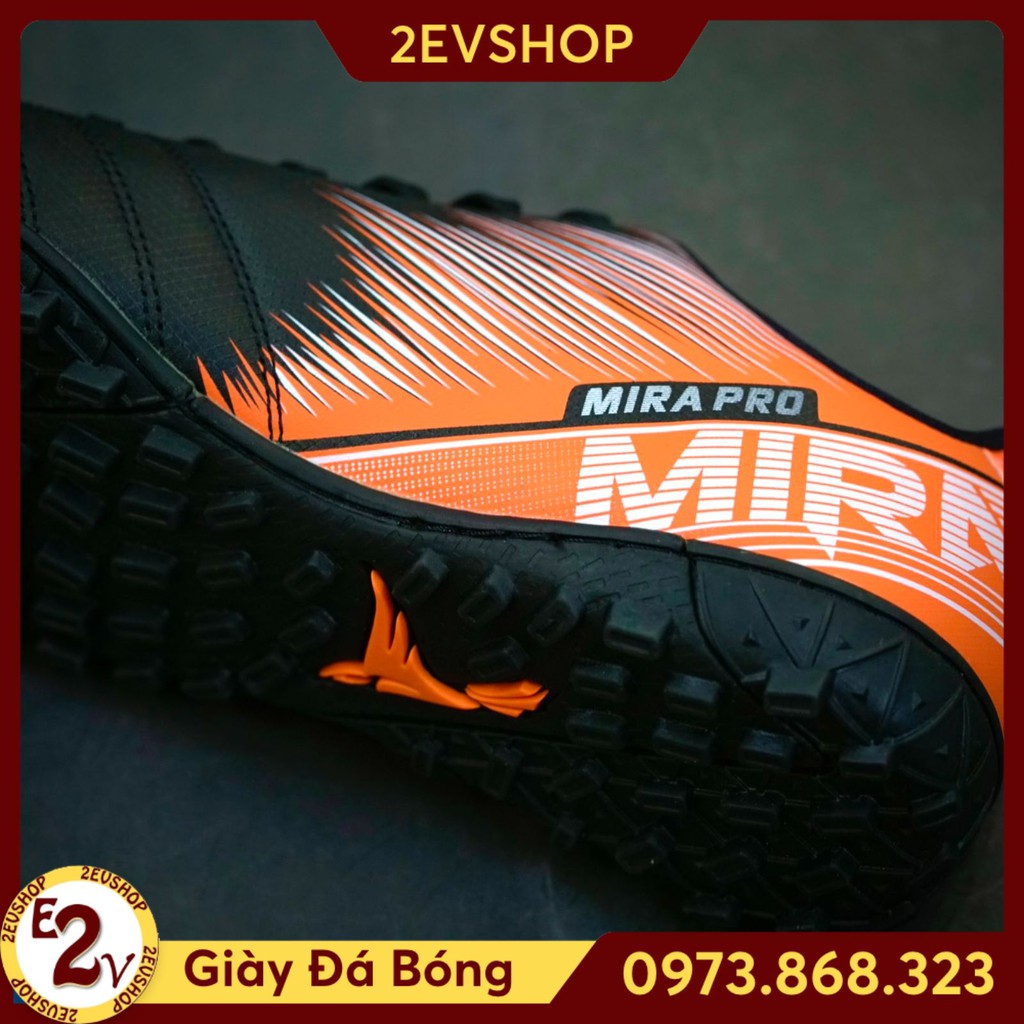 Giày đá bóng thể thao nam chất Mira Pro Đen đế mềm, giày đá banh cỏ nhân tạo cao cấp - 2EVSHOP