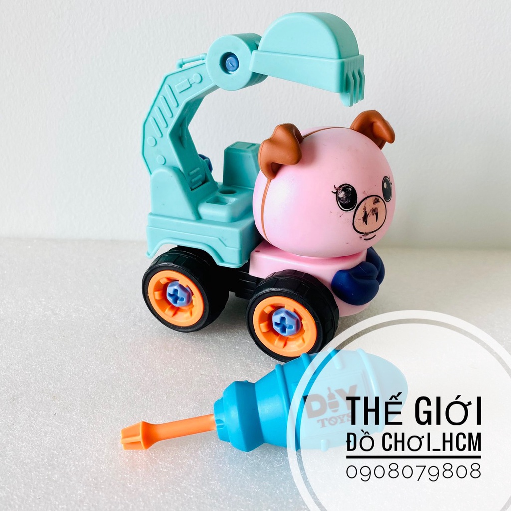 [HOT-TRỢ GIÁ] Túi đồ chơi 4 xe công trình lắp ráp có tua vít giúp bé phát triển khả năng tư duy, sáng tạo, xe mô hình