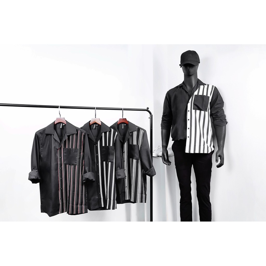 [Mã FAMAYMA2 giảm 10K đơn 50K] Áo sơ mi Nam cổ bẻ tay dài sọc 2 màu HM | BigBuy360 - bigbuy360.vn