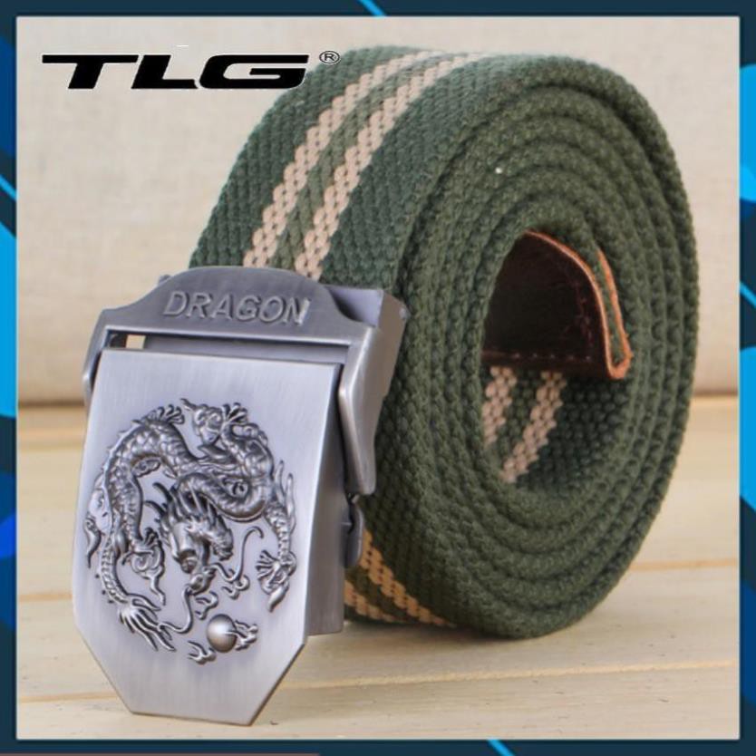 Thắt lưng nam dù đầu rồng Đồ Da Thành Long 924 5(xanh sọc) tặng 01 bút bi cao cấp TLG M 410