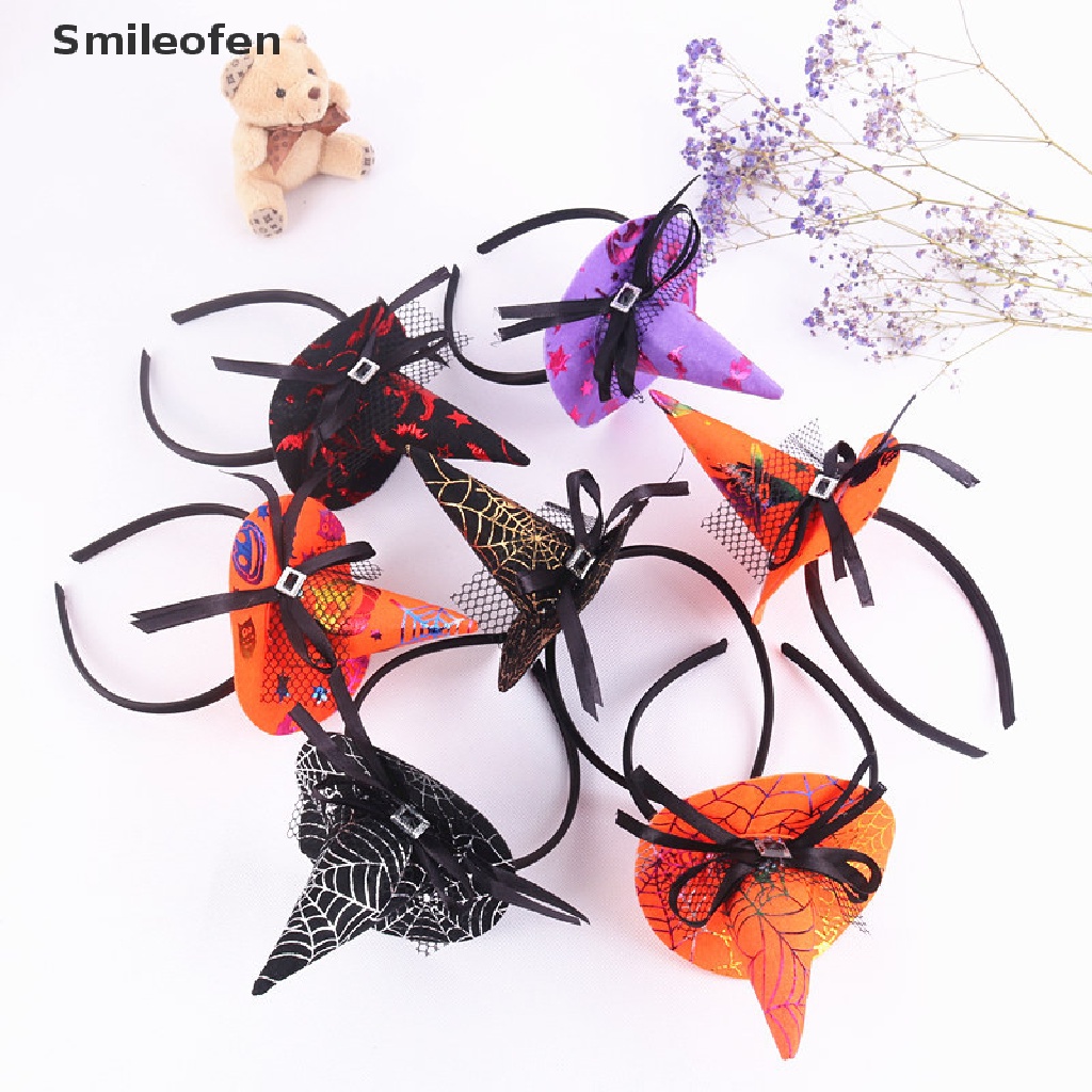 Băng đô cài tóc hình nón phù thủy nhện dùng hóa trang Halloween