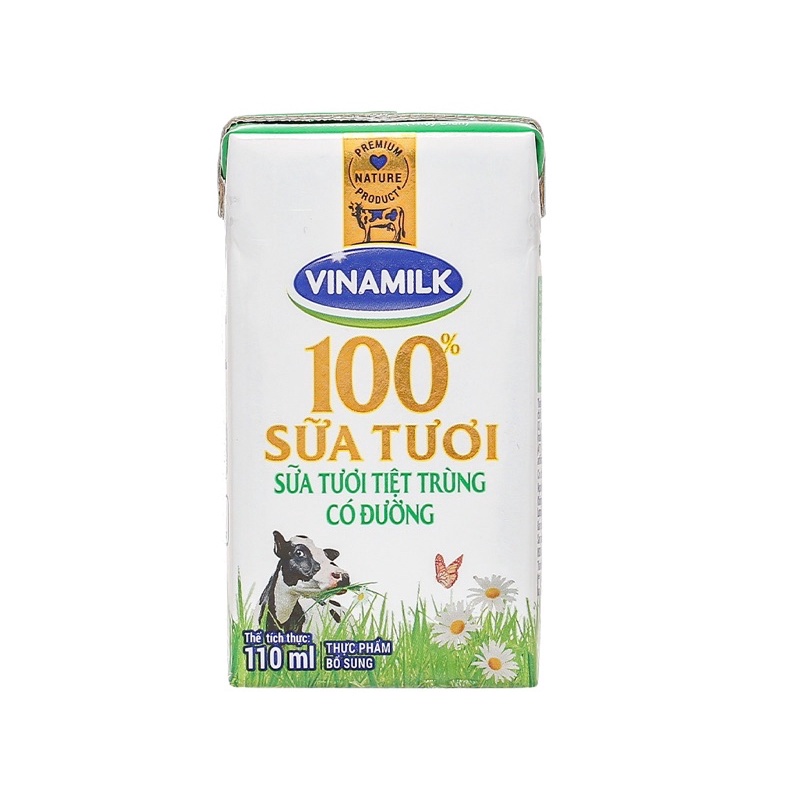 Thùng 48 hộp sữa tươi Vinamilk 100% 110ml có đường
