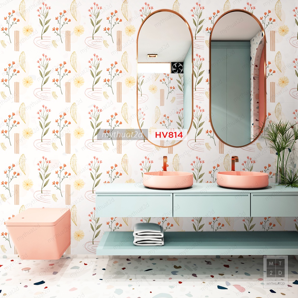 Decal không thấm nước, decor dán bếp, nhà tắm, hoa văn FLEA