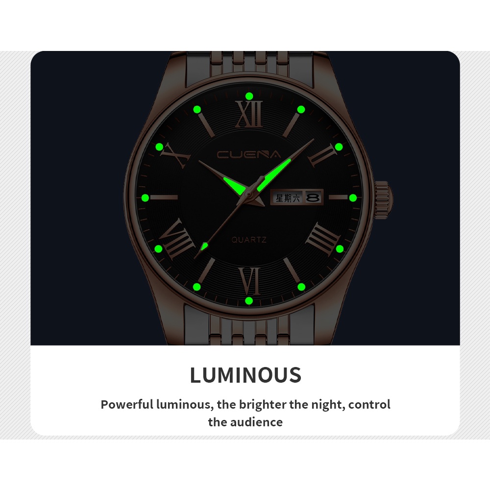 Đồng hồ thạch anh CRRJU 6041X dây thép không gỉ chống thấm nước phong cách thể thao thông thường cho nam