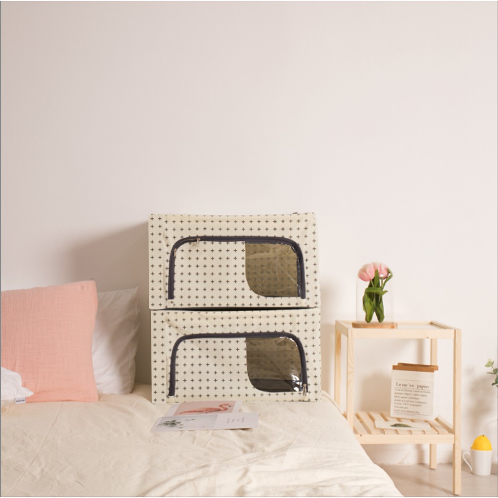 Hộp Đựng Quần Áo Gấp Gọn 88L Màu Xám