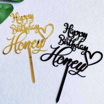 10 cái cắm chữ mica Happy birthday Honey chúc mừng sinh nhật dùng để trang trí bánh