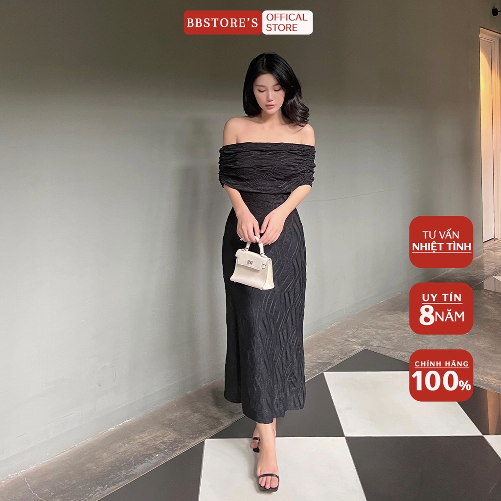 BBSTORE'S Đầm Thun Trễ Vai Dự Tiệc Sang Trọng -D1137