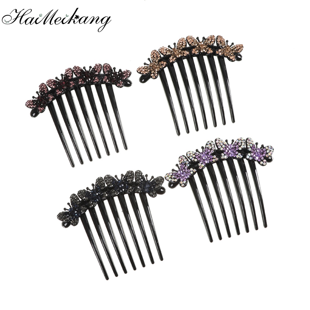 Lược cài tóc Haimeikang hình bướm đính đá phong cách Hàn Quốc thời trang cho nữ
