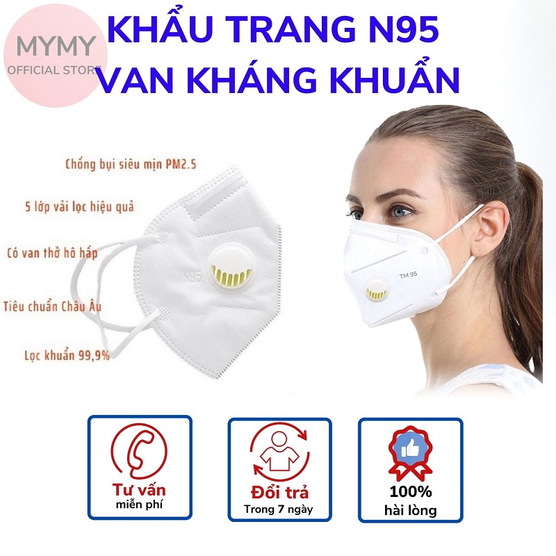 Khẩu trang y tế N95 có van thở kháng khuẩn chống bụi hàng chính hãng TM và TH mask