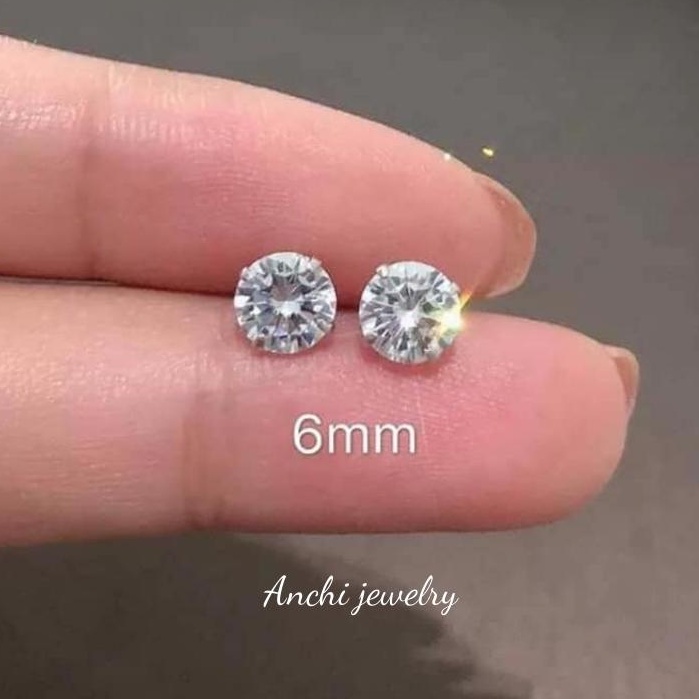 Khuyên tai nụ đá nam nữ, bông tai bạc Anchi jewelry