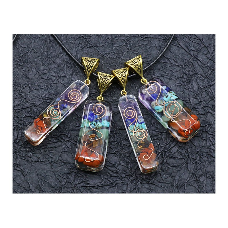 Mặt dây chuyền Orgonite Chakra Necklace 7 Luân Xạ Reiki