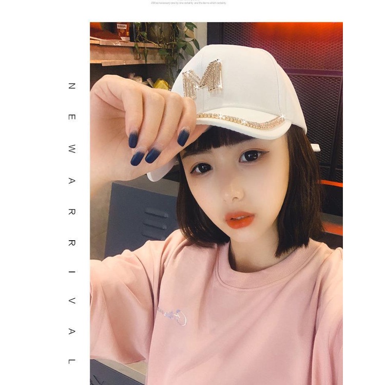 Mũ Lưỡi Trai Đính Đá Phong Cách Hàn Quốc Cho Nữ