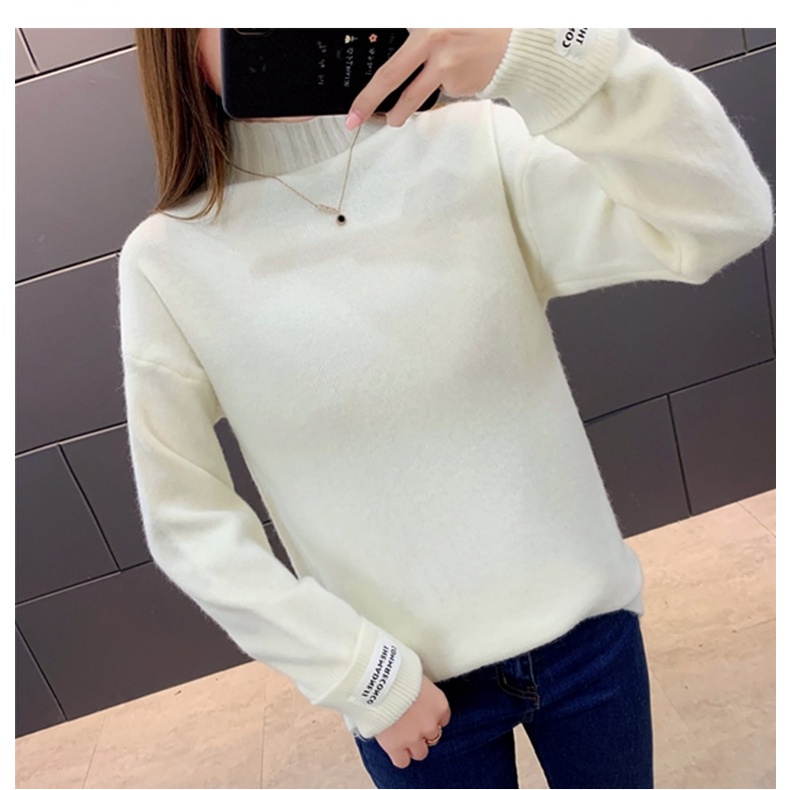 Áo len SUXI dài tay cổ cao dáng rộng thiết kế mới thời trang mùa thu dành cho nữ