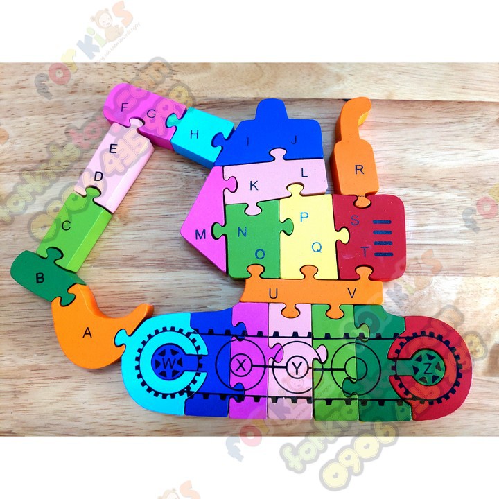 Ghép hình 2 mặt chữ và số, 26 mảnh nhiều màu cho bé