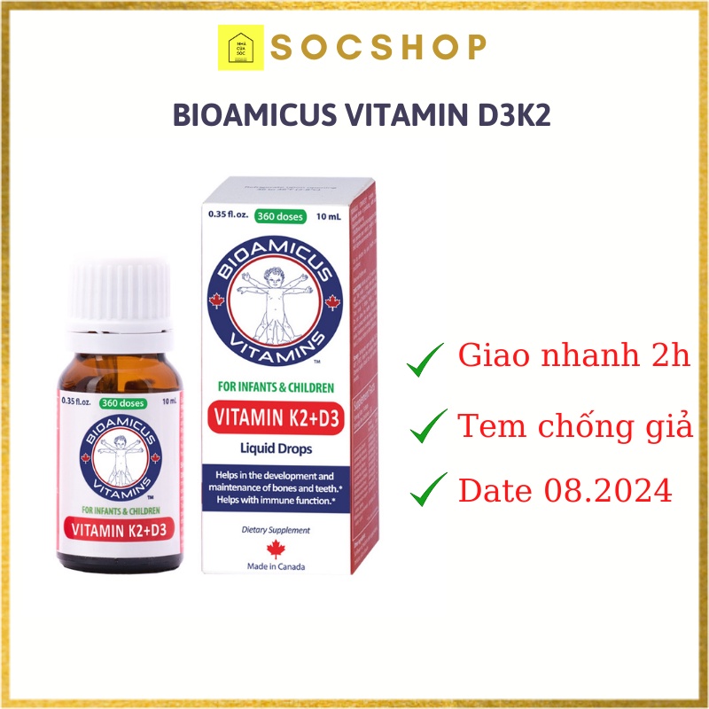 Vitamin D3K2-MK7 Bioamicus tăng chiều cao tối đa (chai 10ml)