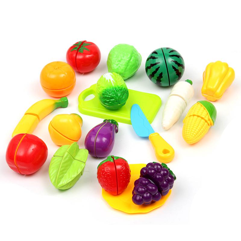 16Pcs Kids Children Kitchen Role Play Fruit Vegetable Cutting Food Set Toy