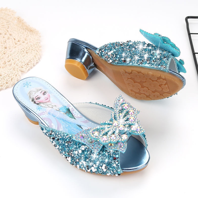 Công chúa thắt nơ Elsa Dép sục cho bé gái họa tiết hoạt hình đáng yêu siêu nhẹ chống trơn trượt dép trẻ em 1-10 tuổi Thời trang Dép lê