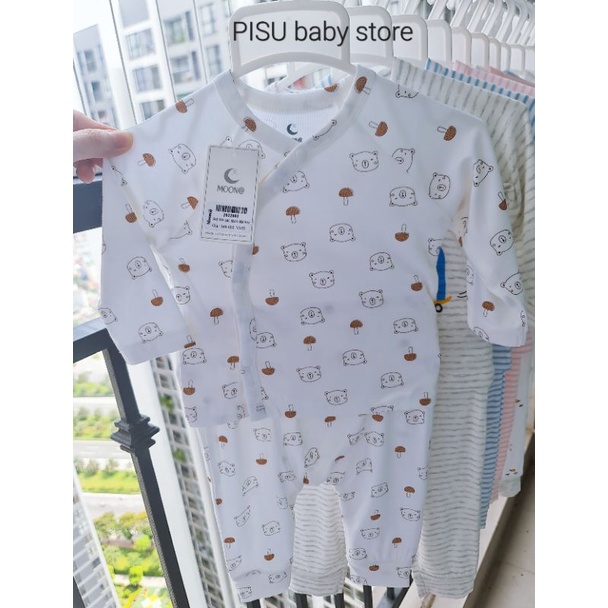 Moon - Bộ dài tay cài chéo petit xinh yêu mẫu mới 2022 cho bé 3-7kg, có bán rời phụ kiện