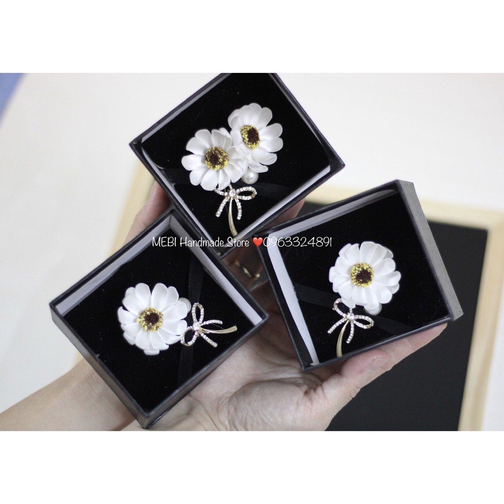 (ảnh thật 100%) hoa cài áo handmade mẫu cúc họa mi nhỏ siêu xinh (fullbox)