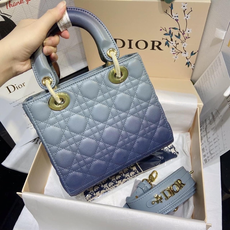 TÚI DIOR LADY LOANG XANH SIZE 20CM