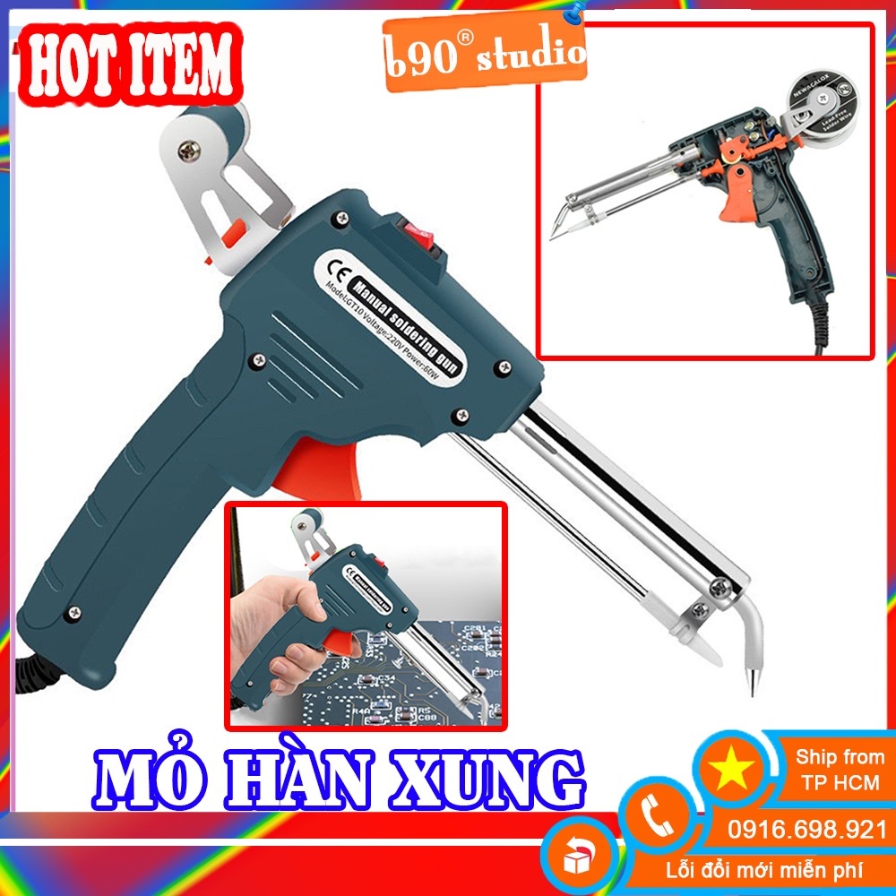 Mỏ hàn xung đầu cong tự động đẩy thiếc hàn 60w 220V