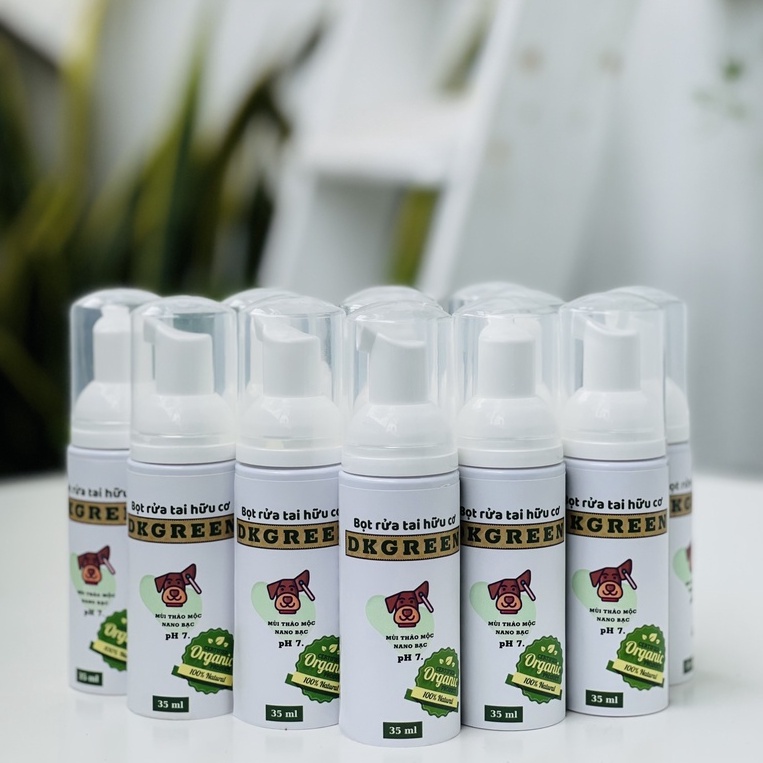 Bọt rửa tai hữu cơ cho chó mèo Dkgreen an toàn cho mọi lứa tuổi - 35ml