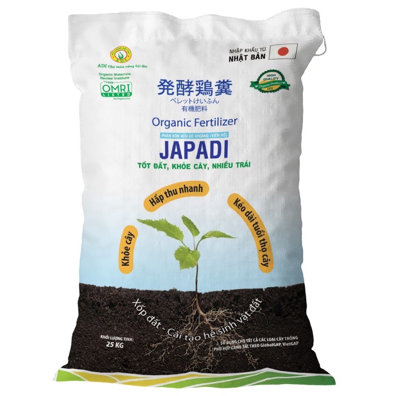 Phân Gà Hữu Cơ Nhật Bản JAPADI (Bao 25kg)