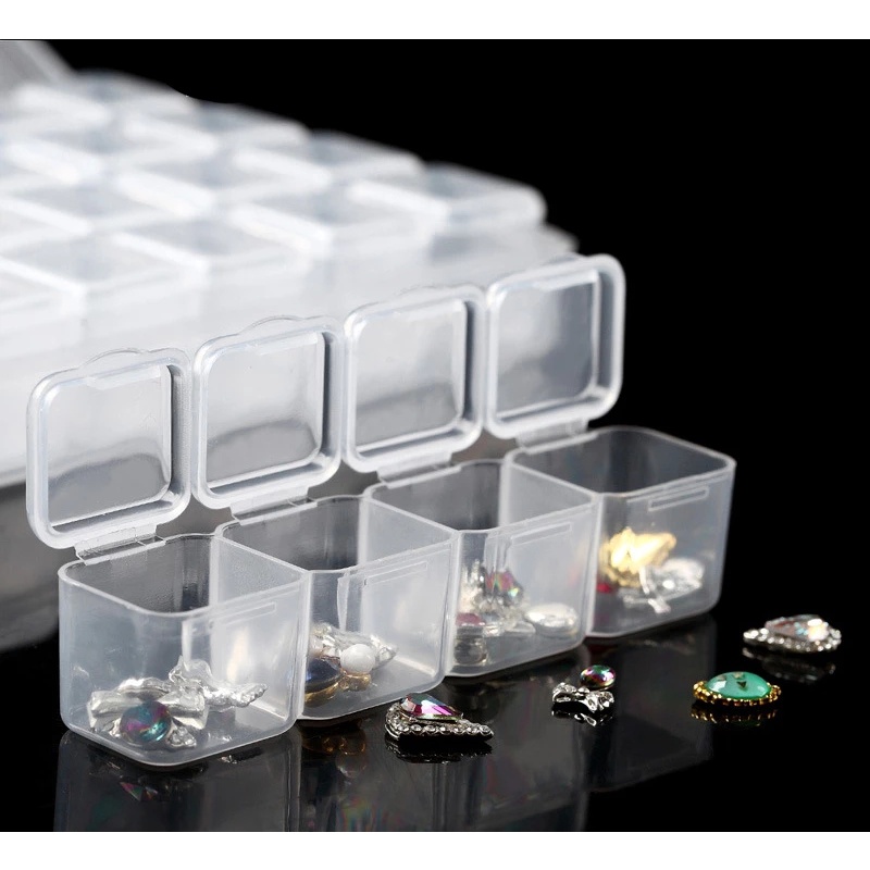 28 Girds Adjustable Transparent Plastic Jewelry Storage Box / Handmade DIY Multi-cell Jewelry Storage Basket for Painting,Beads, Earrings and Necklaces