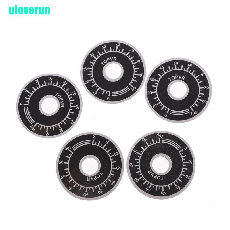 Bộ 5 Nút Vặn Chiết Áp Màu Đen Kèm 5 Đếm Số Từ 0-100 Tiện Dụng