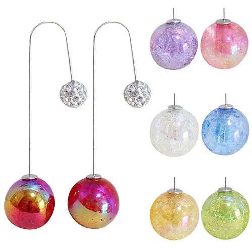 Đôi bông tai rơi họa tiết hai đầu tròn thời trang cho nữ