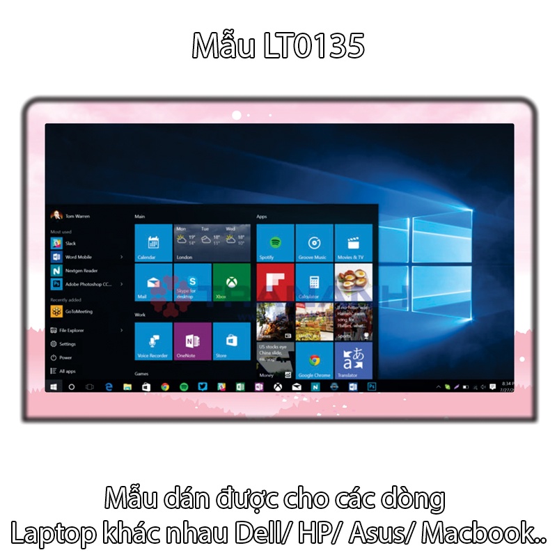 Miếng Dán Laptop - Mẫu LT0135 hello kitty cute - Dán cho Dell, Hp, Asus, Lenovo, Acer, MSI, Surface,Vaio, Macbook