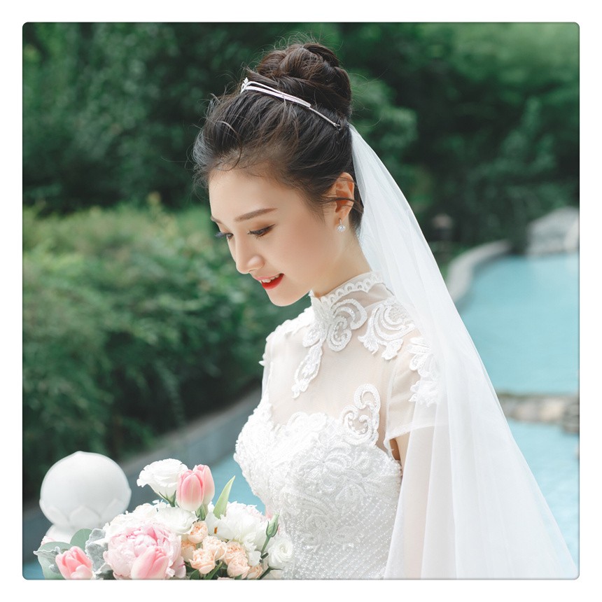 Vương miện cài tóc đính đá phong cách sang trọng cho cô dâu