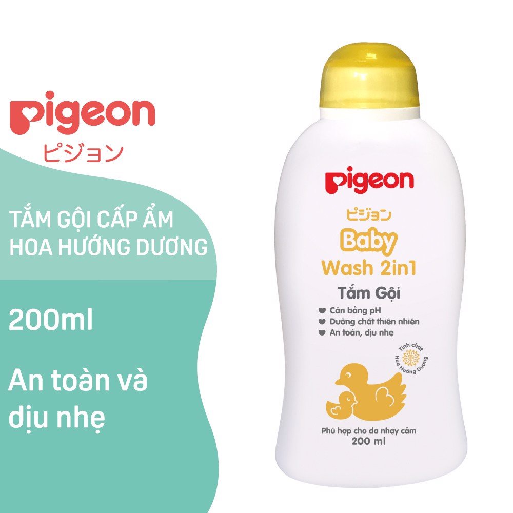 Sữa Tắm Gội Dịu Nhẹ Cho Bé Pigeon 2 Trong 1 Chiết Xuất Hoa Hướng Dương / Hạt Jojoba 200ml