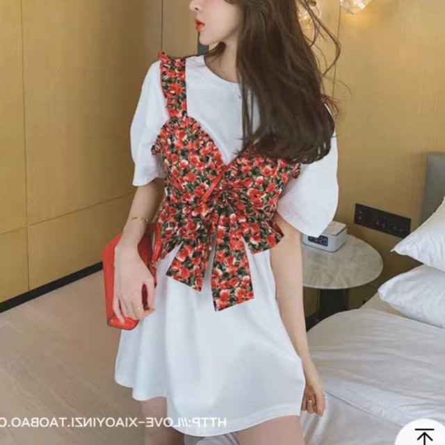 SET ĐẦM THUN KÈM TAG HOA CỘT NƠ