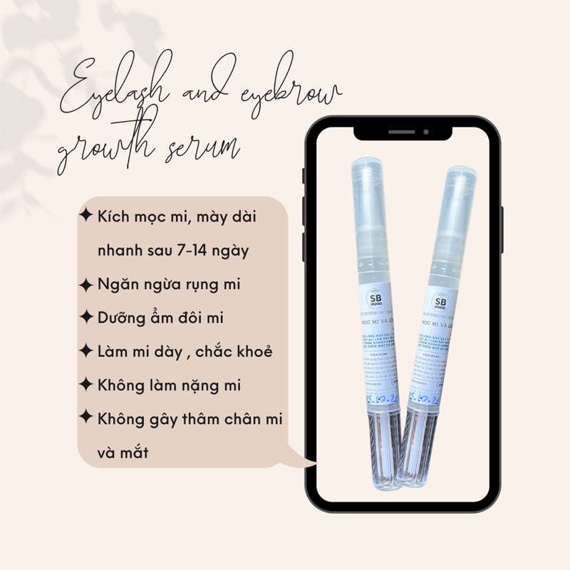 Serum dưỡng lông mi và lông mày SB Hood giúp kích mọc dài, dày, chắc khỏe