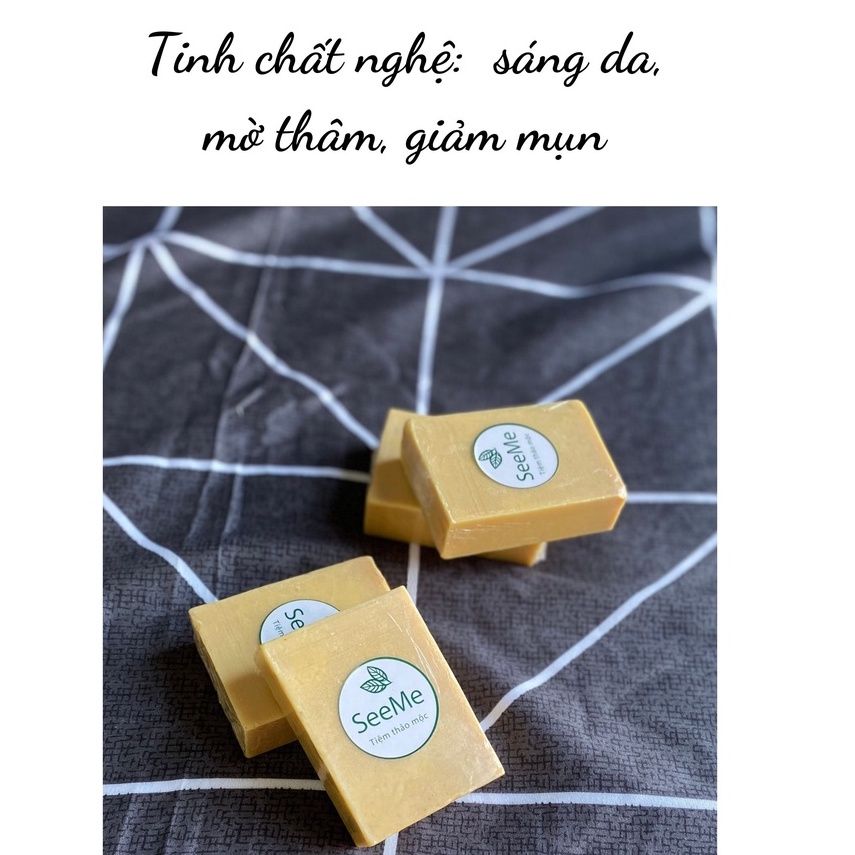 Xà Bông Nghệ Hoa Hồng Thảo Mộc Handmade Dùng Để Tắm Rửa Mặt Dưỡng Trắng Da Mờ Vết Thâm Nám - Tặng Kèm Túi Lưới Tạo Bọt | BigBuy360 - bigbuy360.vn