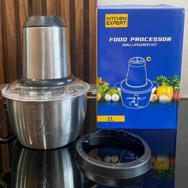 MÁY XAY THỊT CỐI INOX DAO 4 LƯỠI FOOD PROCESSOR 2 LÍT/ LƯỠI DAO DỰ PHÒNG